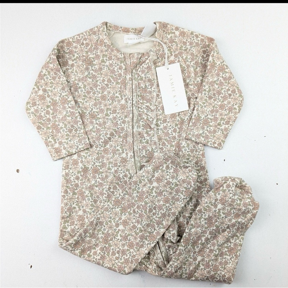 Jamie Kay Floral Zipper One Piece Footie